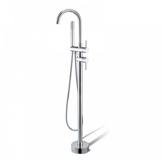 Euro Round Chrome Freestanding Bath Mixer Taps With Hand held Shower Tapware Bathtub Filler 